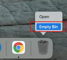 The “Empty Bin” option on a Mac