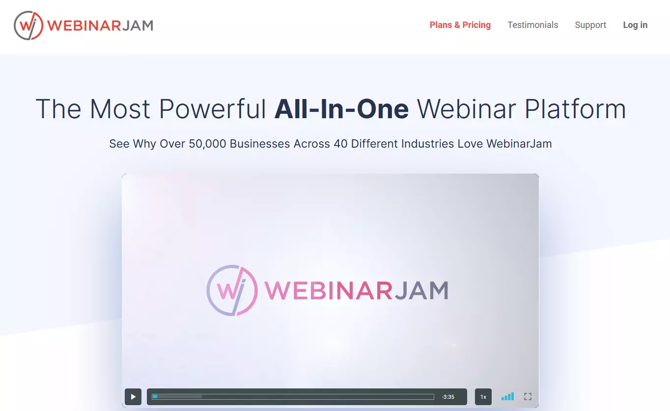 The WebinarJam website