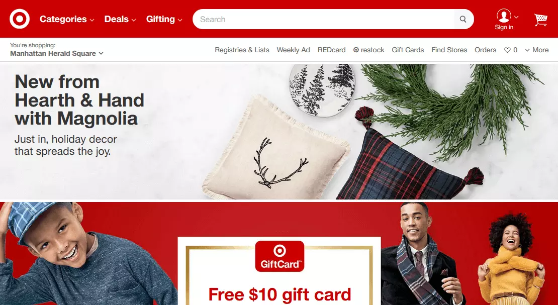 Screenshot of Target’s homepage