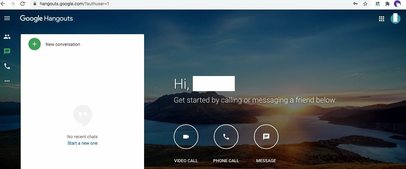 Google Hangouts: home screen