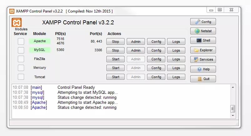 The XAMPP Control Panel