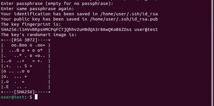 “randomart image” de un par de SSH keys de Ubuntu