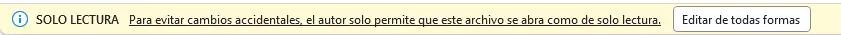Aviso de archivo de Excel abrir solo en modo lectura