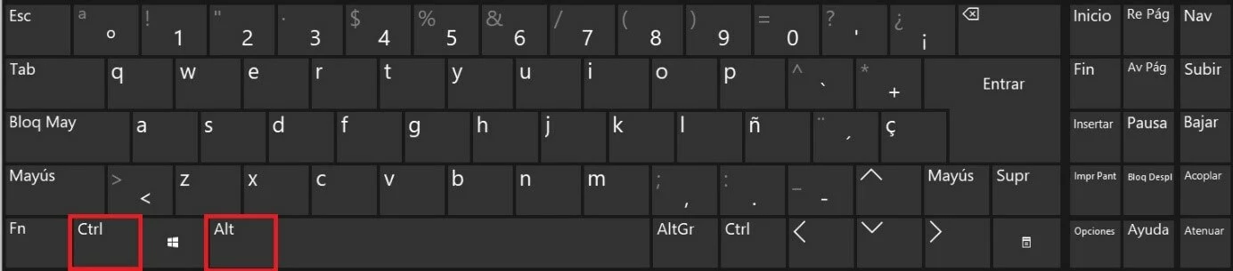 Teclas [Ctrl] y [Alt] en teclado español