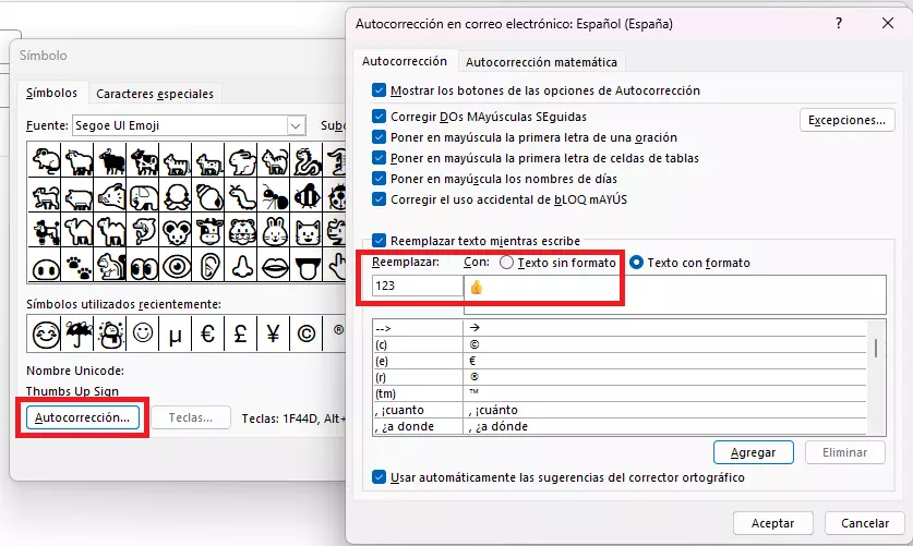 Emojis Outlook: crear combinaciones de teclado