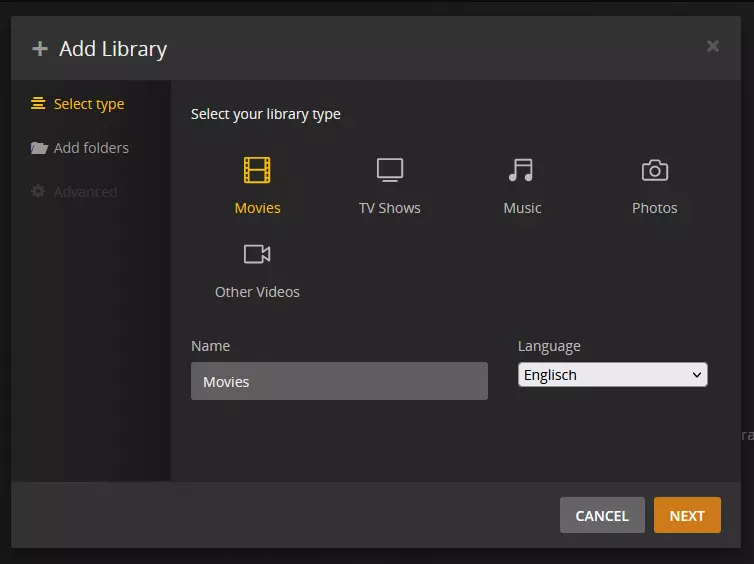 Añadir una nueva biblioteca multimedia al Plex Media server