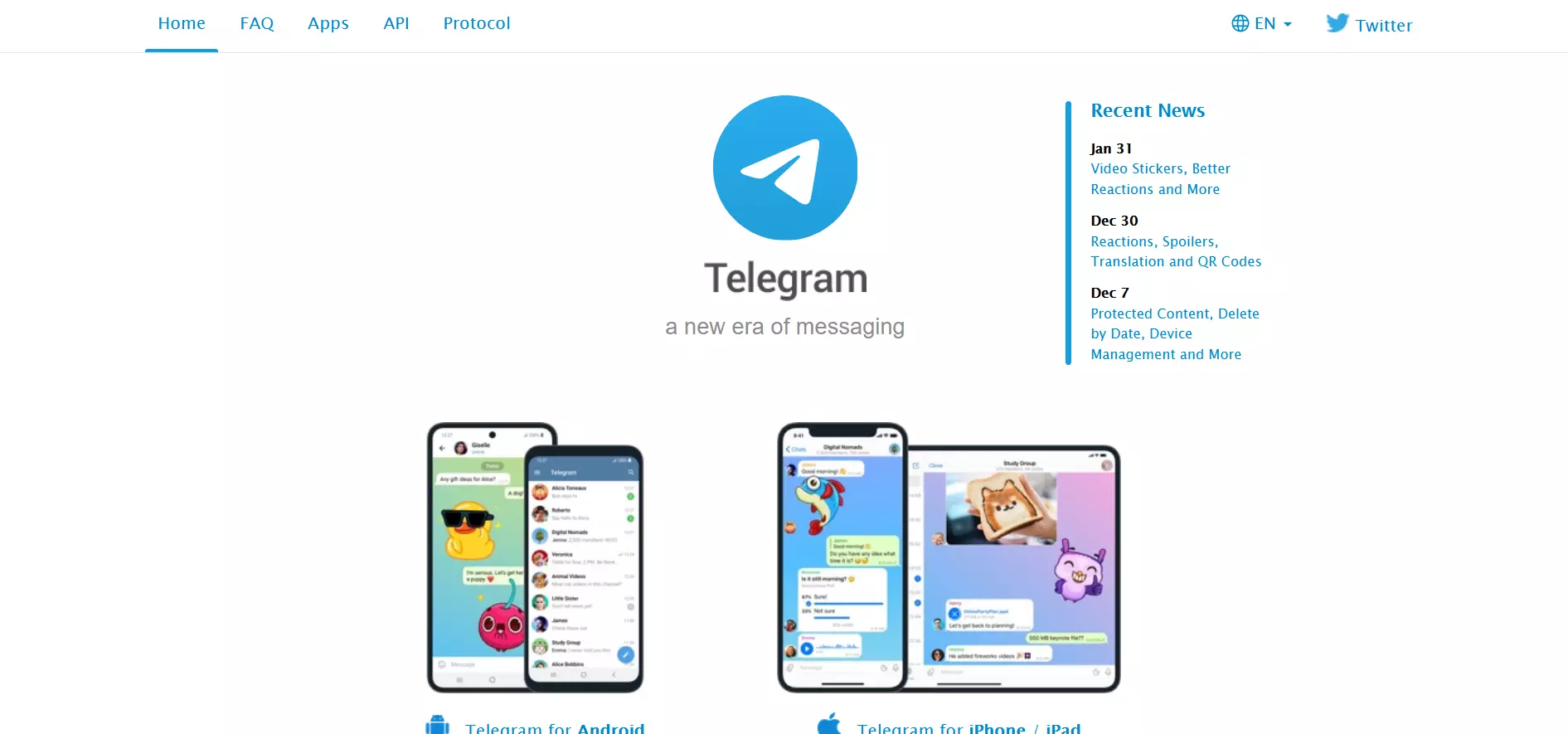 Captura de la página web: Telegram