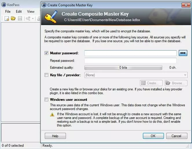 Interfaz de usuario de KeePass