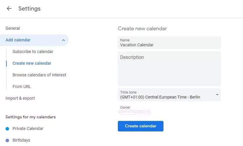 Configurar el calendario