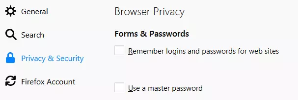 Firefox: apartado de privacidad y seguridad