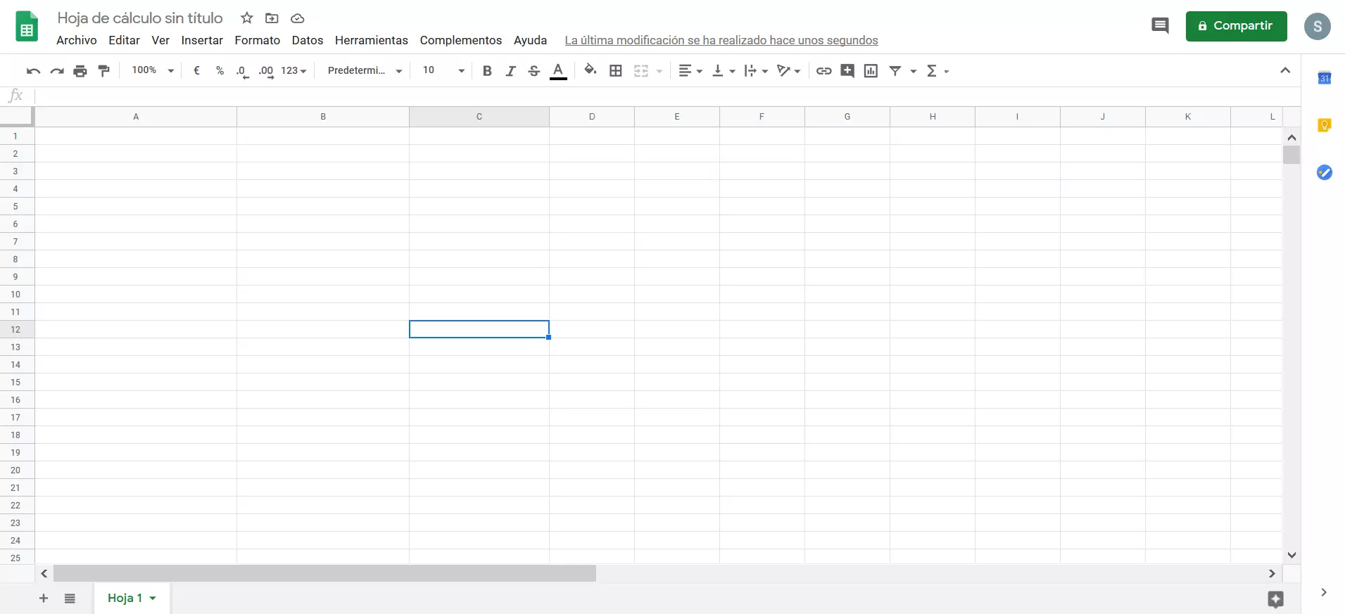 Google Sheets: hoja en blanco 