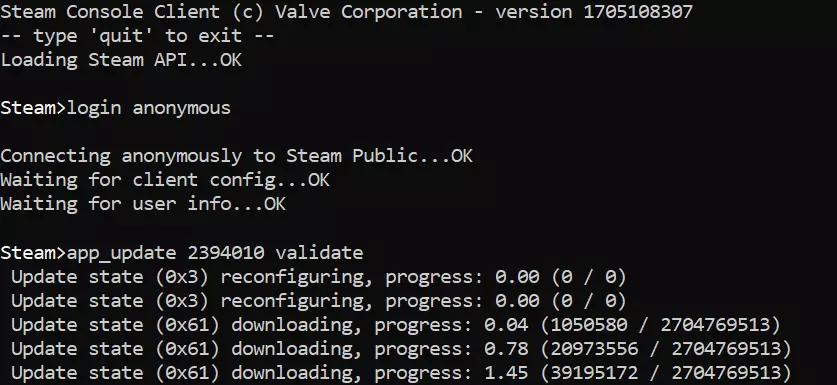 Servidor Palworld: instalación a través de SteamCMD