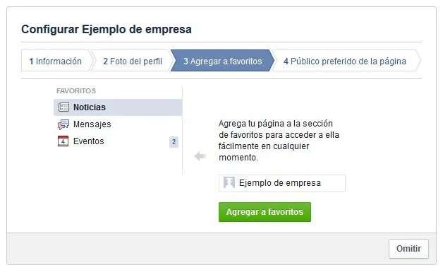 Crear una fanpage: añadir a favoritos