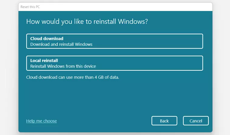 Restaurar Windows 11: determina la fuente de instalación