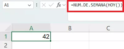 Fórmula de Excel para calcular el número de semana actual