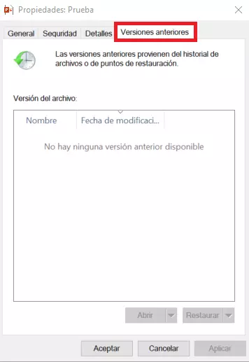 Recuperar un PowerPoint antiguo: versiones anteriores