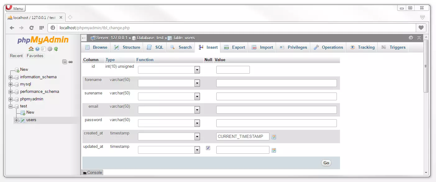 phpMyAdmin: Máscara de entrada de datos para crear entradas en las tablas