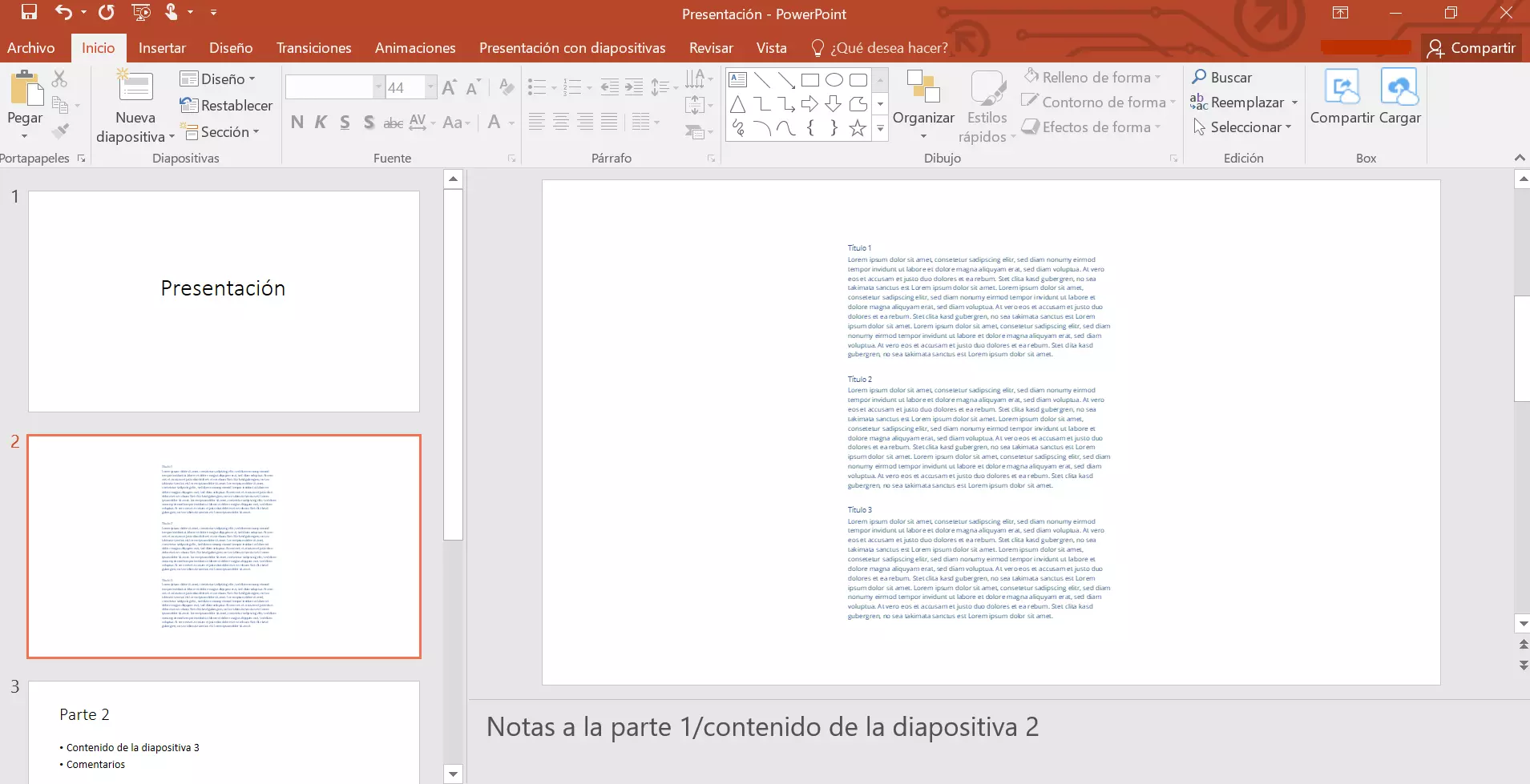 Documento de Word insertado en PowerPoint