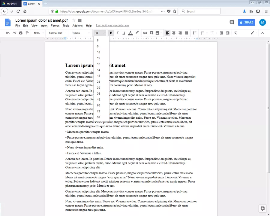 Edición de un PDF en Google Docs