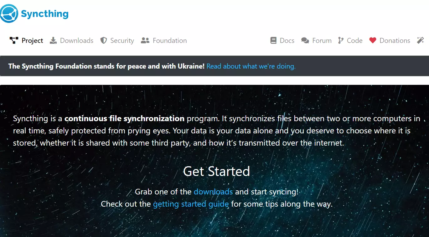 Captura de pantalla de la web de Syncthing