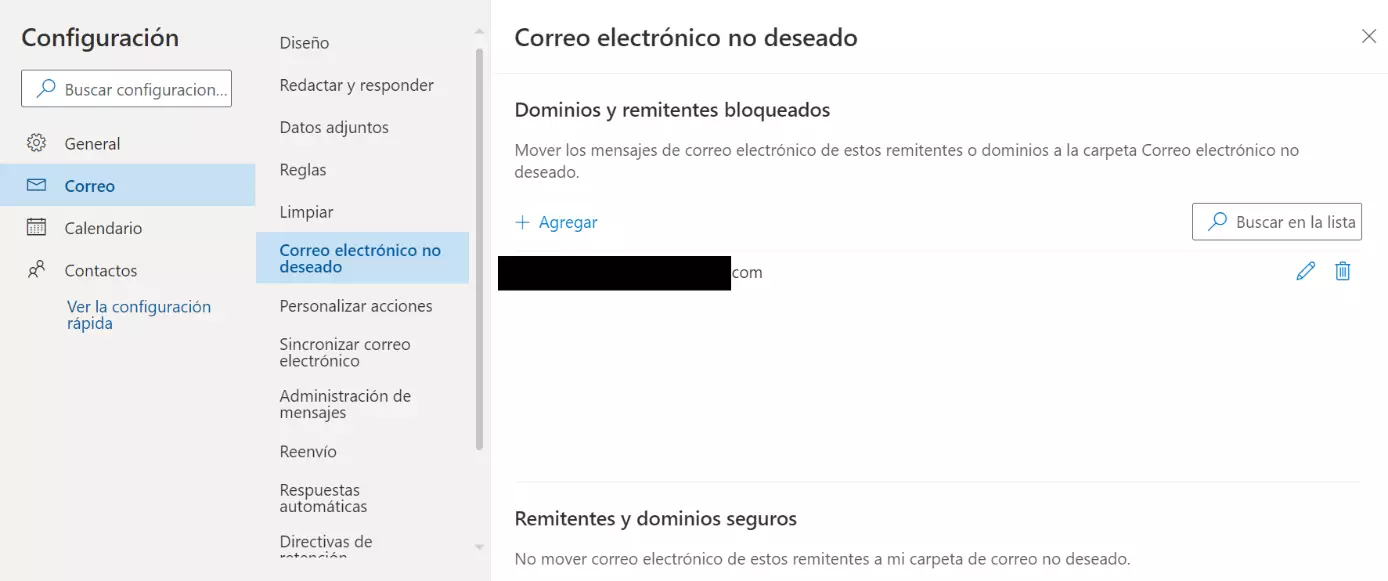 Configuración del correo no deseado en Outlook.com