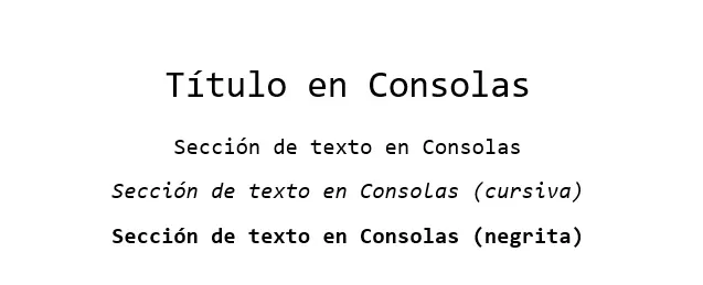 Ejemplo de texto para Consolas