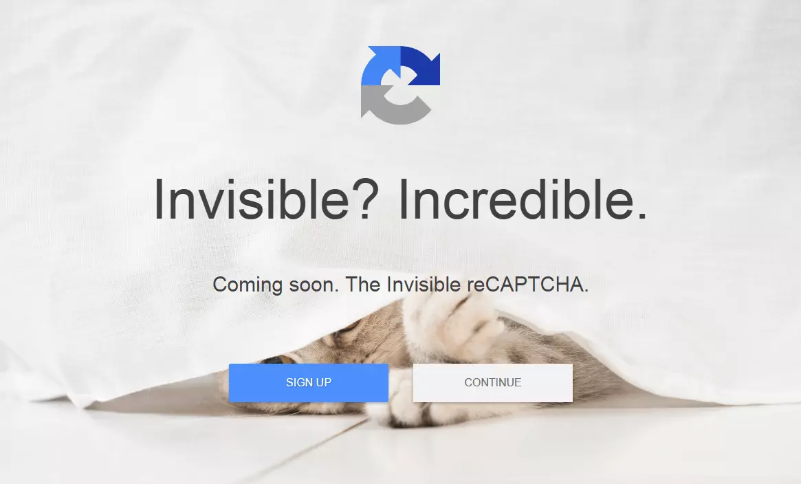 Página principal de reCAPTCHA de Google