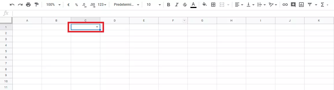 Google Sheets: menú desplegable