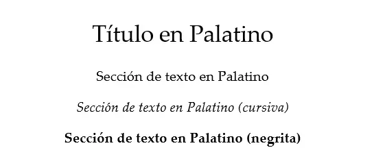 Ejemplo de texto para Palatino