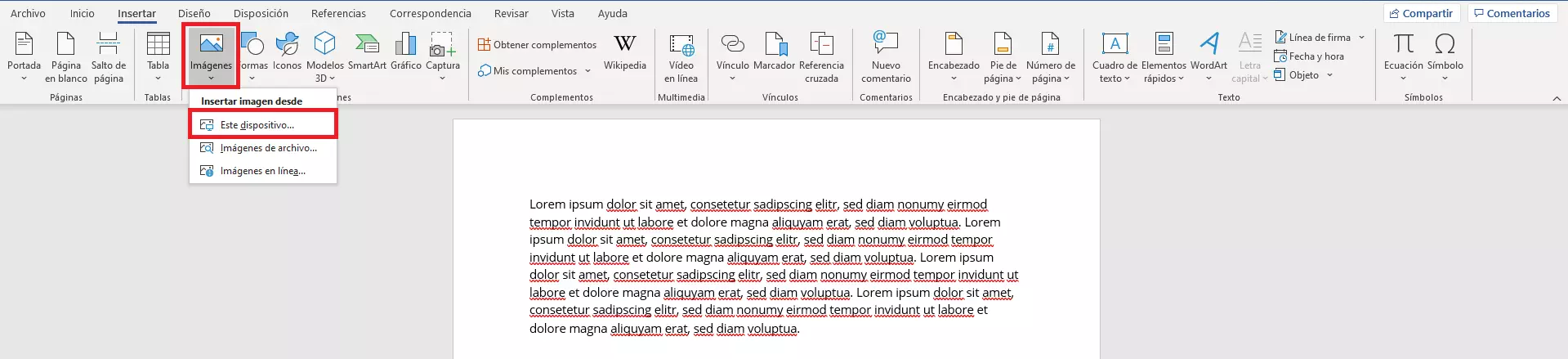 Microsoft Word: insertar la imagen 