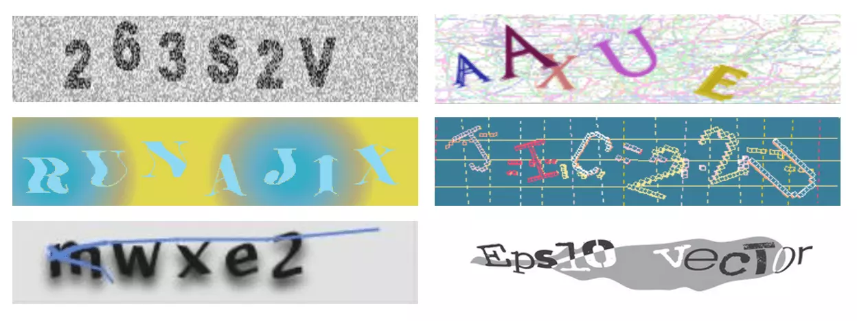 Ejemplos de captchas de texto