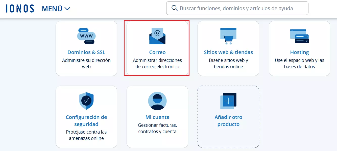 Cuenta de cliente de IONOS: vista general