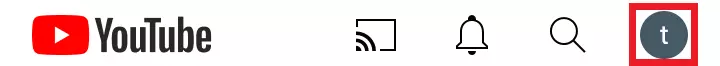 Aplicación de YouTube: icono del perfil en la barra de menús
