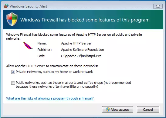 Alerta de seguridad en Windows: el firewall bloquea las funciones de programa