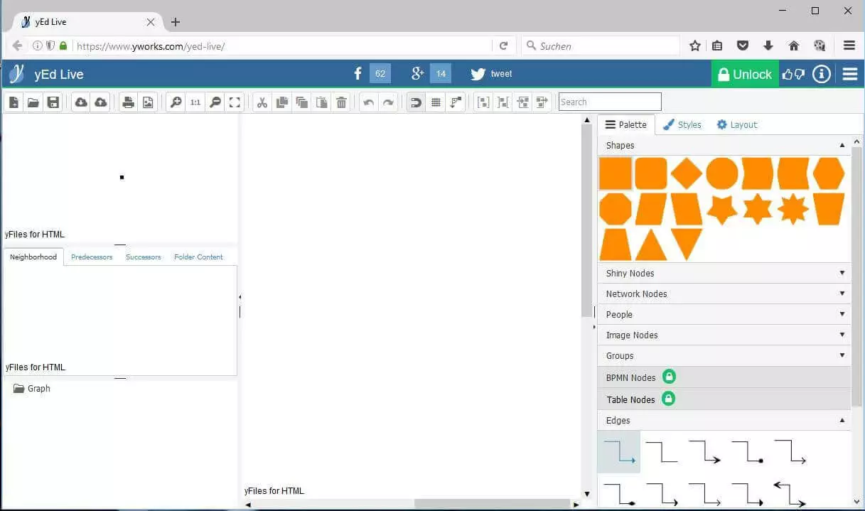 yEd Live, la versión online del editor yEd