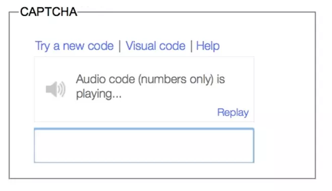 Captcha de audio de Yahoo