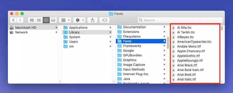 Instalar fuentes en Mac: método manual