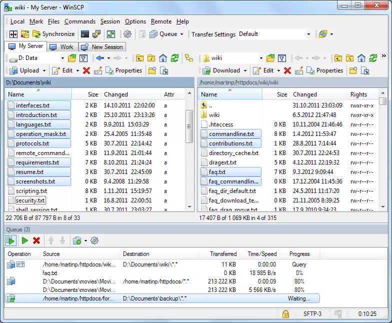 Intercambio de datos con WinSCP