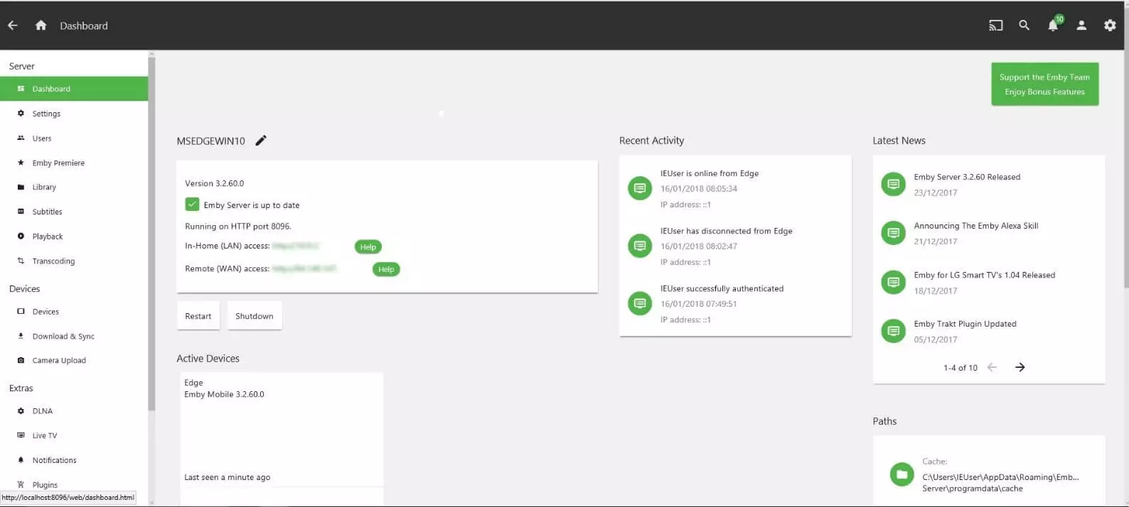 Interfaz de Emby en backend