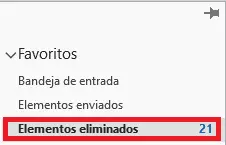 La carpeta de “Elementos eliminados”
