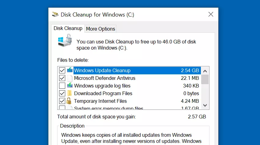 Liberador de espacio en disco para Windows 10: limpiar los archivos del sistema