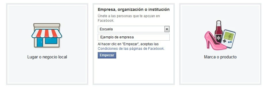 Definir el tipo de página y la categoría en facebook