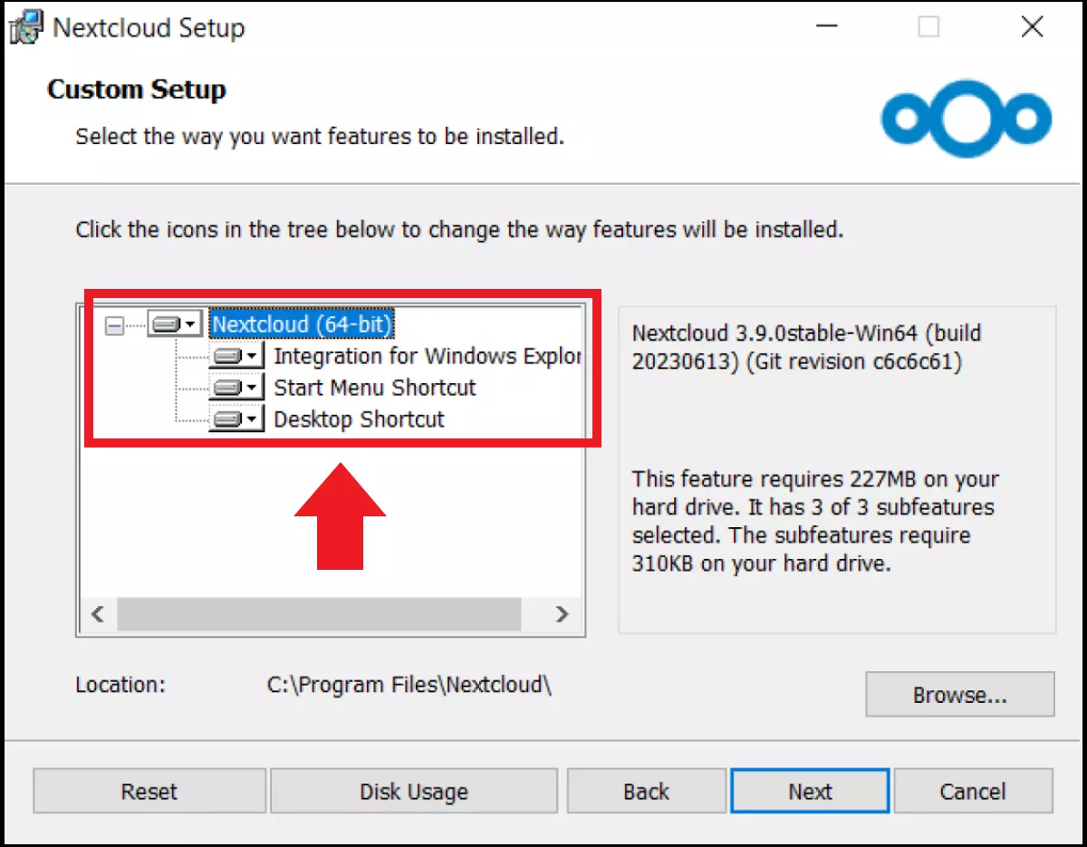 Opciones de instalación para clientes Nextcloud