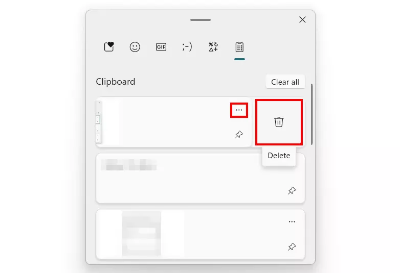 Eliminar elemento en particular del portapapeles de Windows 11