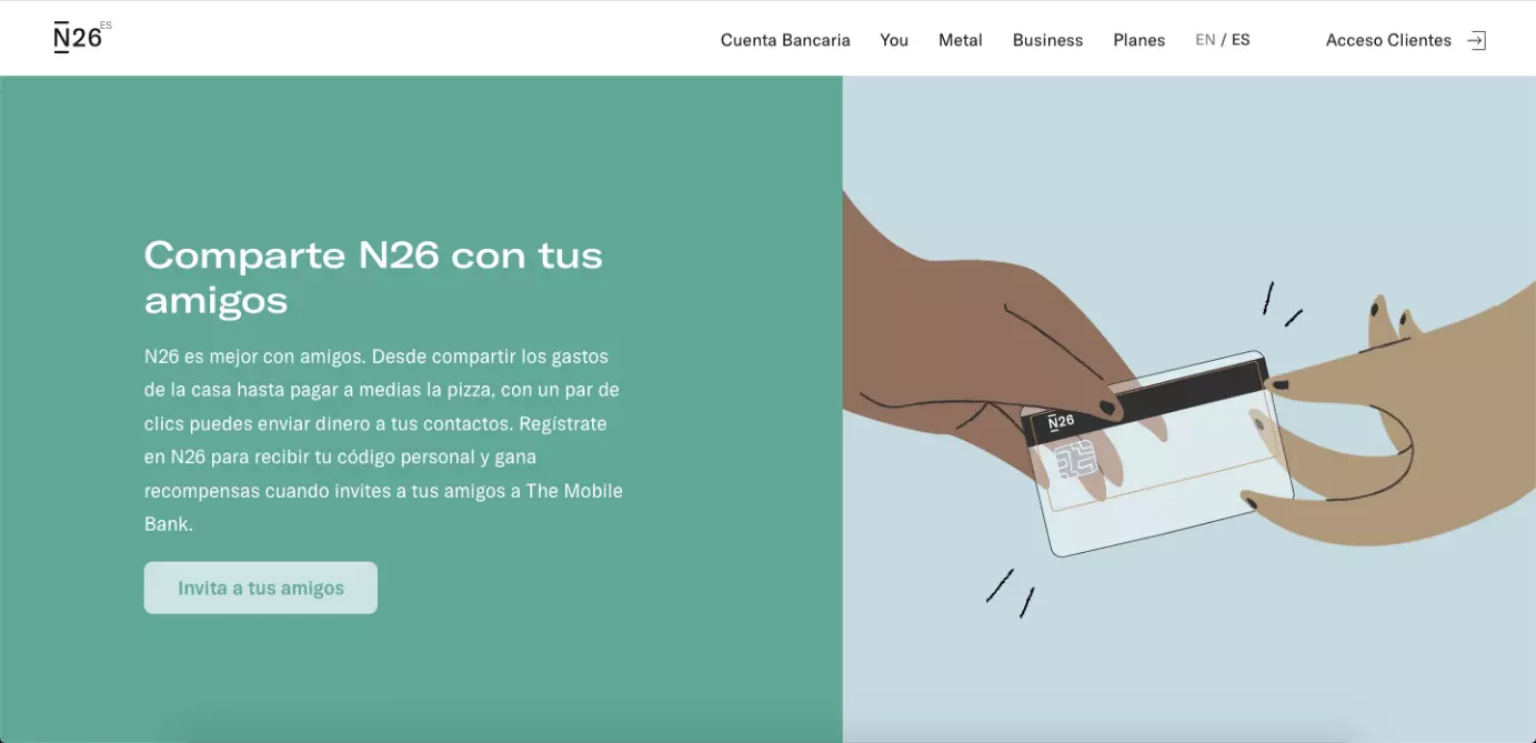 Ejemplo de marketing de recomendación: N26