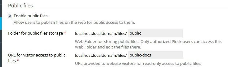 Configuración del file sharing en Plesk