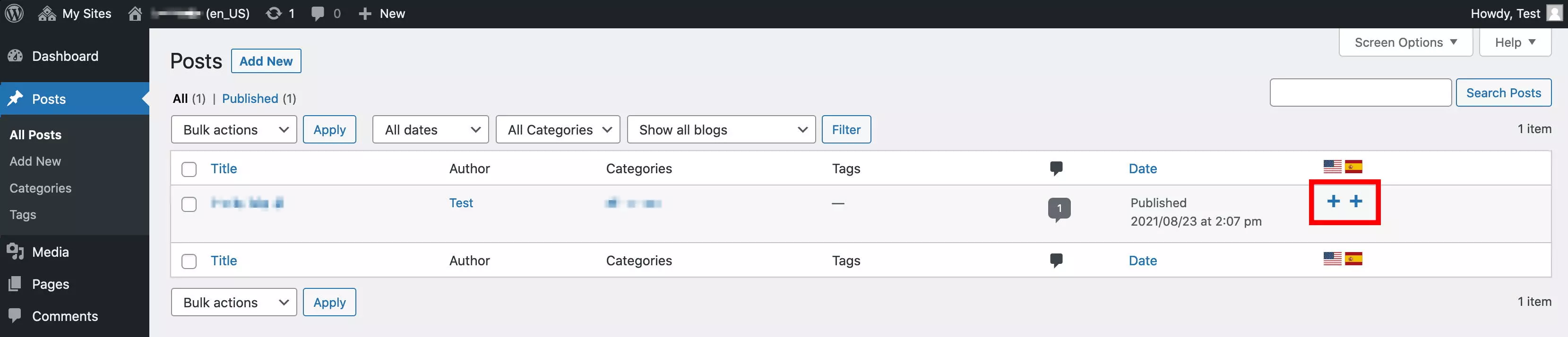 Banderas para entradas y páginas mediante el plugin Multisite Language Switcher