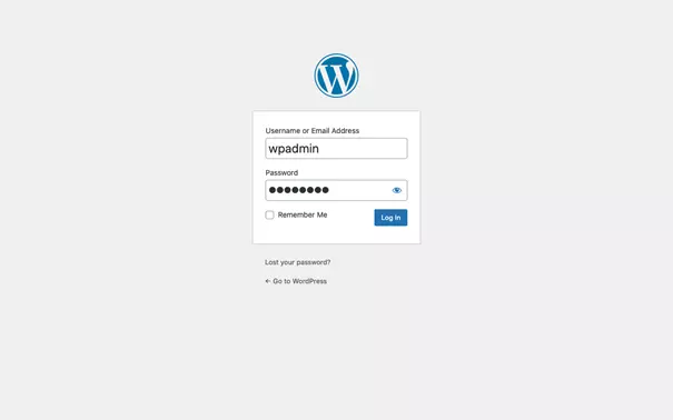 Página de acceso al administrador de WP