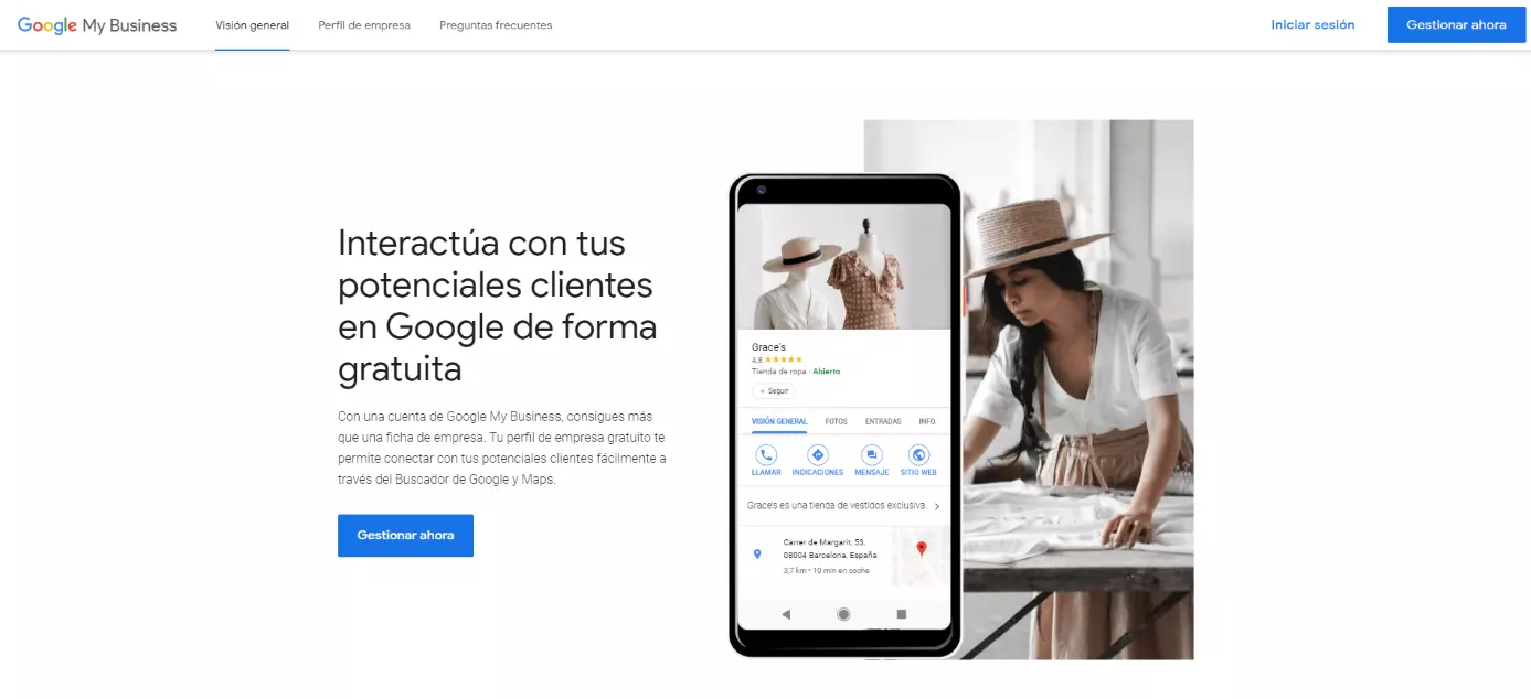 Registrarse en Google My Business: página de inicio de Google My Business