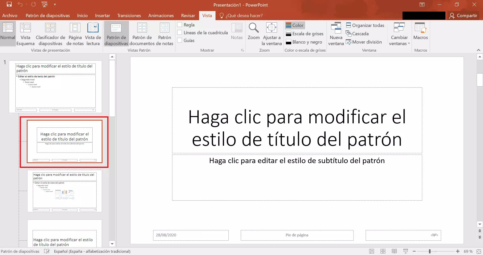 Editar diapositivas de diseño en PowerPoint 2019